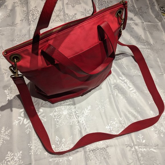 Red Leather Fossil Tote Bag - Picture 2 of 7